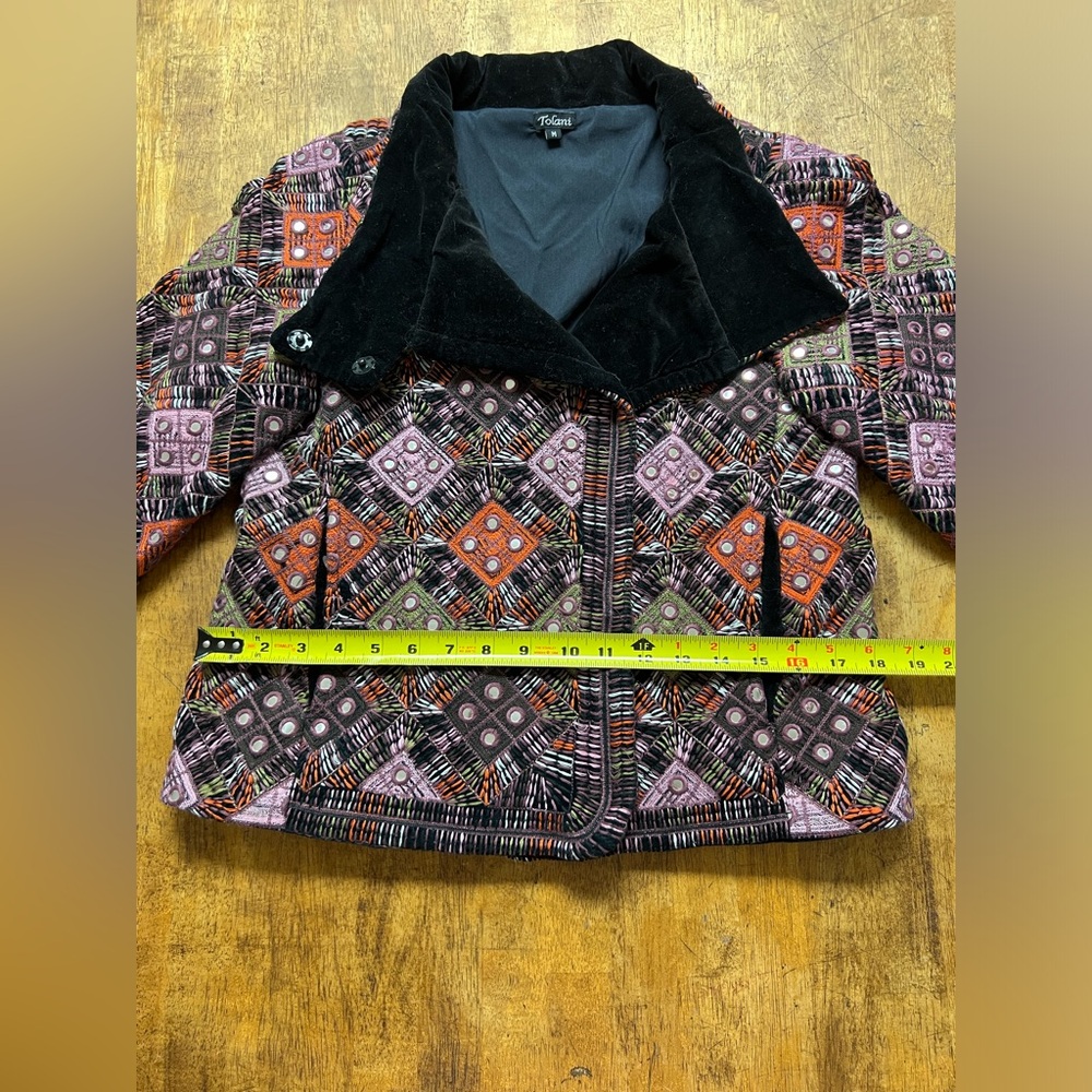 Anthropologie Mirror embroidered Anju Velvet Jacket by Tolani Size Medium - Picture 14 of 16